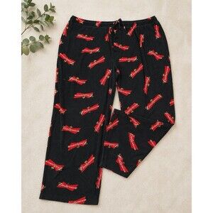Budweiser Pajama Pants Mens XL Black Red Logo Lounge Sleepwear 2009 Cotton